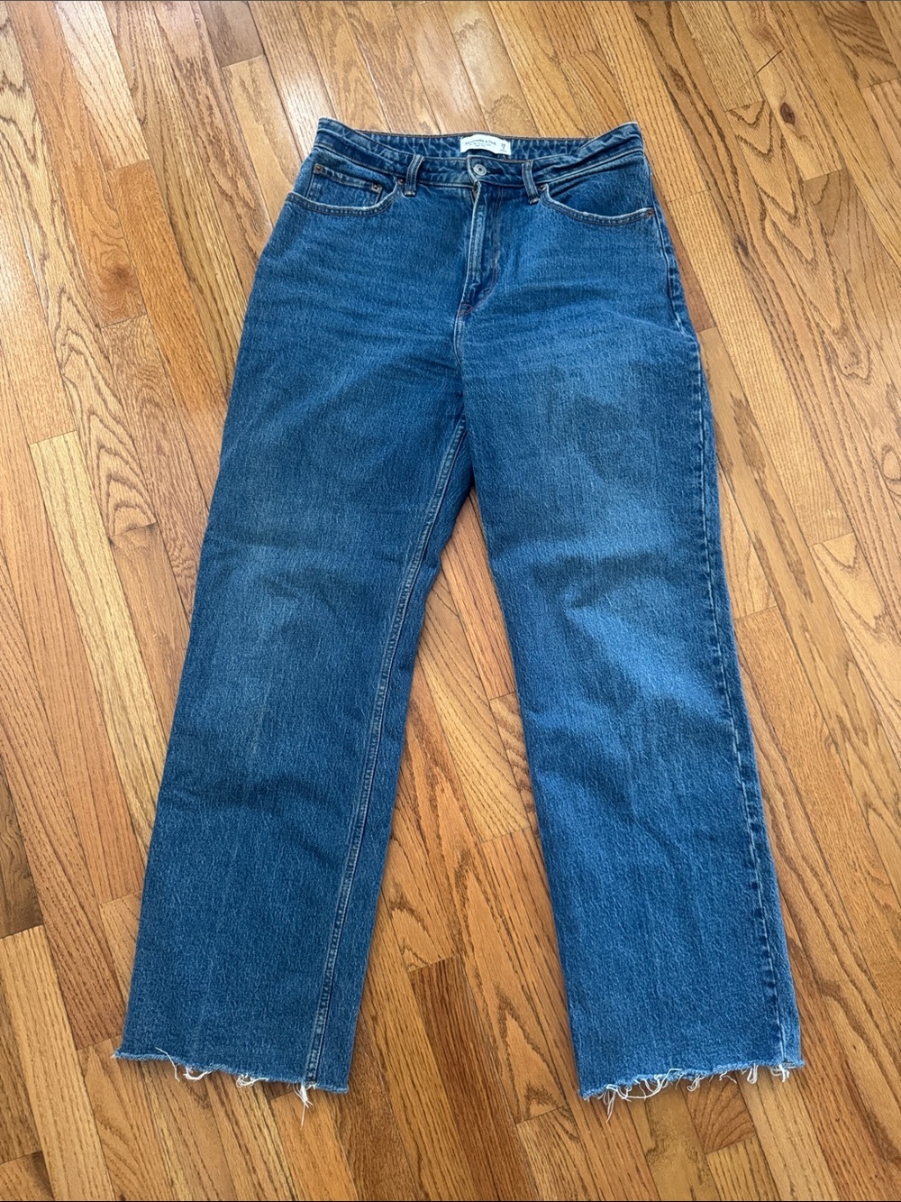 Abercrombie & Fitch Straight-Leg Jeans in Medium Blue Denim